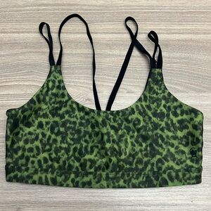 Good American Double Strap Green Animal Print Sports Bra Size 2